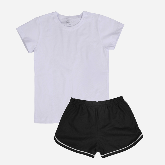 Дитячий комплект (футболка + шорти) для дівчинки Tup Tup SP100DZ-1010 128 см Білий/Чорний (5907744051747) - зображення 1