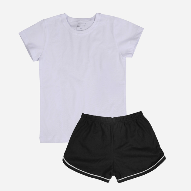 Zestaw młodzieżowy (koszulka + szorty) dla dziewczynki Tup Tup SP100DZ-1010 158 cm Biały/Czarny (5907744051792) - obraz 1