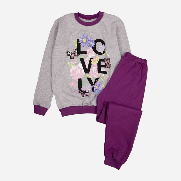 Підліткова піжама для дівчинки Tup Tup P309DZ-2520 158 см Сіра/Фіолетова (5907744014421) - зображення 1