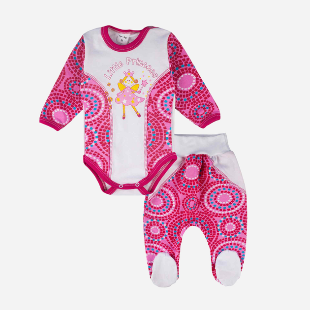 Дитячий комплект (боді + повзунки) для дівчинки Tup Tup T22B106-2200 80 см Білий/Рожевий (5901845294041) - зображення 1