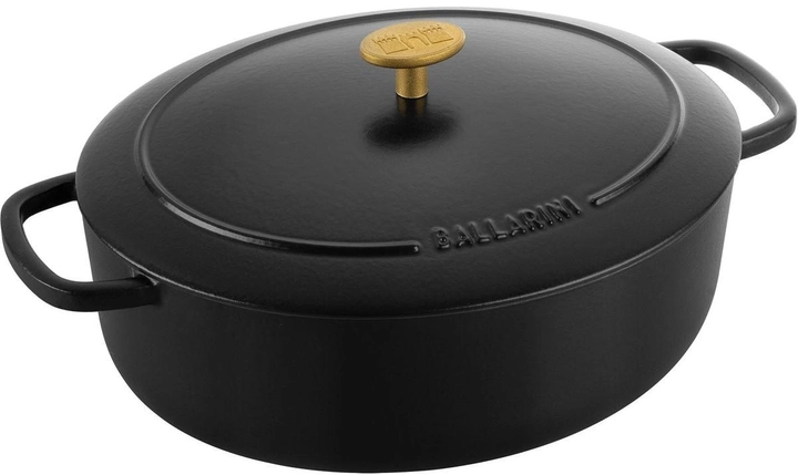 Каструля чавунна овальна Ballarini Bellamonte з кришкою чорна 4.5 л (75003-545-0) - зображення 1