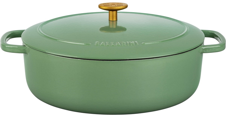 Каструля чавунна овальна Ballarini Bellamonte з кришкою зелена 4.5 л (75003-569-0) - зображення 2