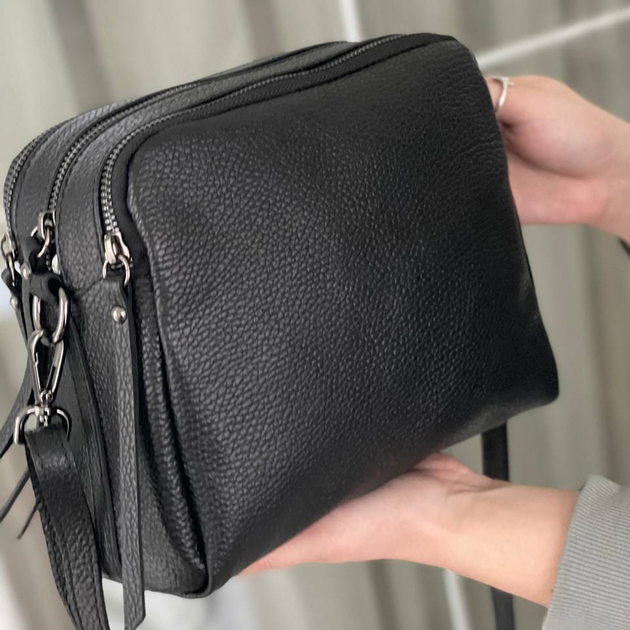 Сумка жіноча крос боді з натуральної шкіри Genuine leather 26144 чорна ...