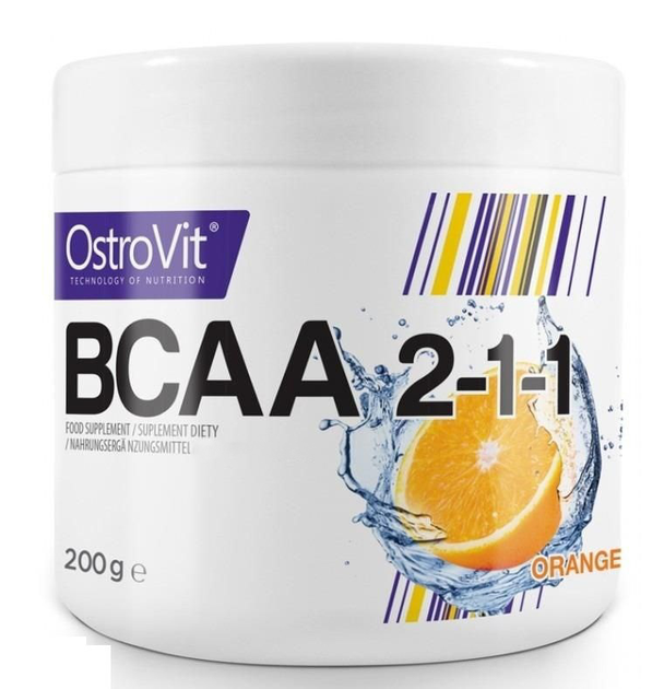 Амінокислота OstroVit Extra Pure BCAA 2-1-1 200 г Апельсин (5902232611335) - зображення 1