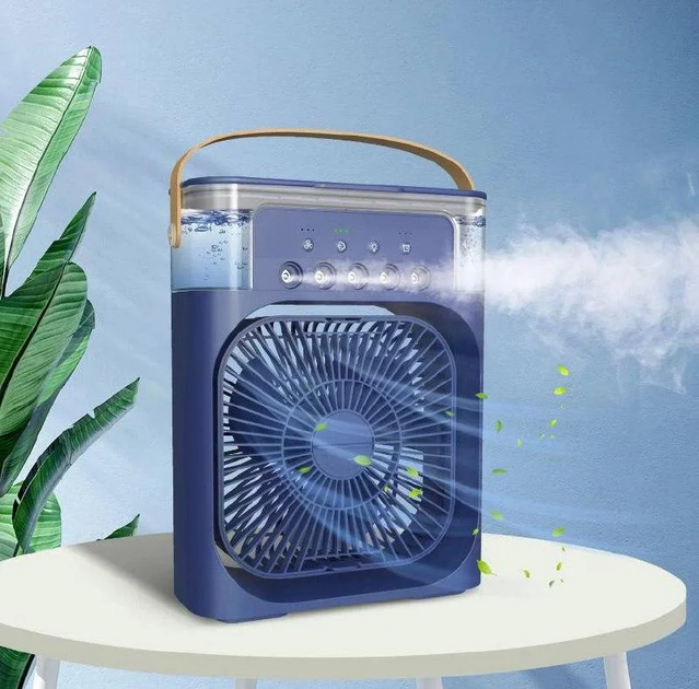 Мини кондиционер Air Cooler Fan 4в1 Увлажнитель c LED подсветкой ночник USB Синий - Фото 2 Мини кондиционер Air Cooler Fan 4в1 Увлажнитель c LED подсветкой ночник USB Синий - изображение 2