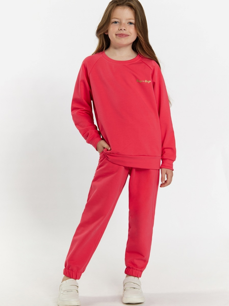 Дитячий спортивний костюм (світшот + штани) для дівчинки Tup Tup 101403-2010 134 см Кораловий (5907744490881) - зображення 1