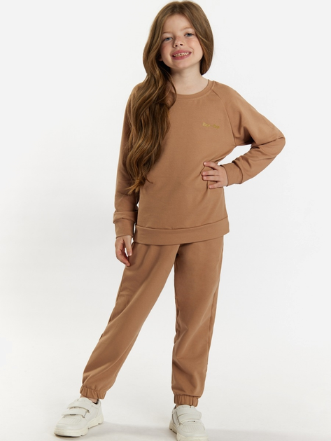 Дитячий спортивний костюм (світшот + штани) для дівчинки Tup Tup 101405-1070 134 см Світло-коричневий (5907744491086) - зображення 1