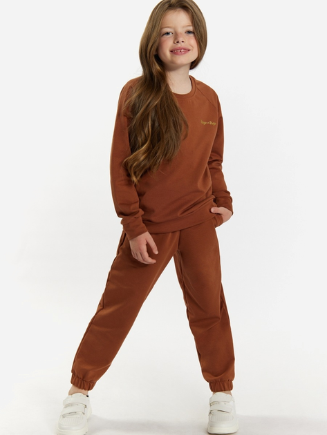 Дитячий спортивний костюм (світшот + штани) для дівчинки Tup Tup 101406-4620 116 см Коричневий (5907744491154) - зображення 1