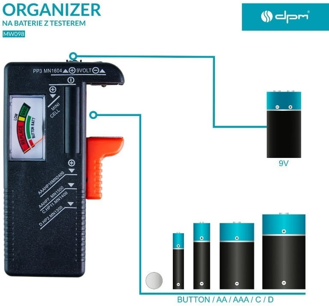 Organizer na baterie z testerem DPM MW098 (5906881209950) - obraz 9