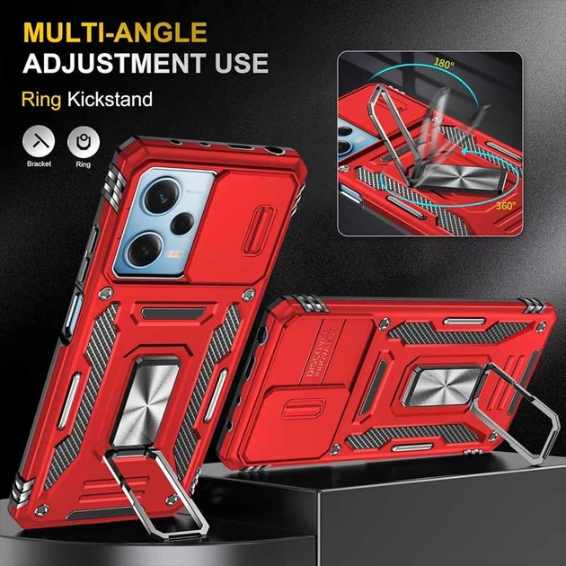 Удароміцний чохол Camshield Army Ring для Xiaomi Redmi 12 Червоний / Red - 00000068272_3 - Фото 3 Удароміцний чохол Camshield Army Ring для Xiaomi Redmi 12 Червоний / Red - 00000068272_3 - зображення 3