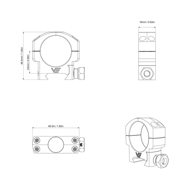 Кільця Vector Optics 30mm Low Profile - зображення 2