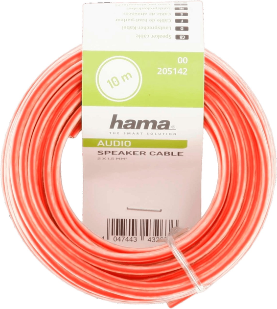 Kabel głośnikowy Hama 2 x 1.55 mm 10 m Transparent (4047443432636) - obraz 1