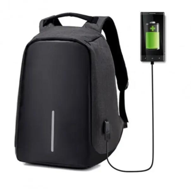 Рюкзак-антивор с USB - Черный цвет с карманом для ноутбука или планшета ...