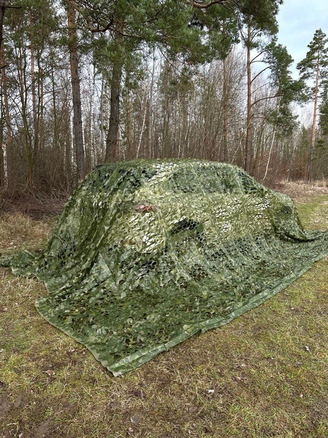 Маскировочная сетка 6х10м для автомобиля, пикапа, внедорожника и техники "Листья зелёные №2" - изображение 2