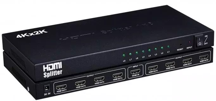 Розгалужувач Splitter HDMI 4K x 2K 3D 1x8 (HDMI-020) - зображення 1