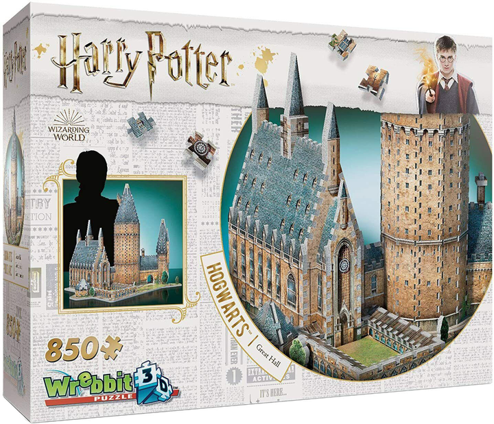 3D Пазл Wrebbit 3D Harry Potter Hogwarts Great Hall 850 елементів (0665541020148) - зображення 1