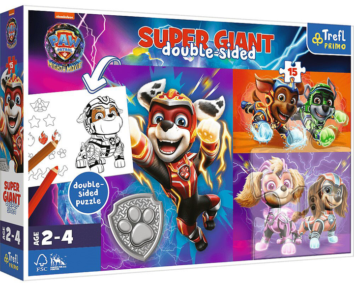 Puzzle dwustronny Trefl Super Giant Paw Patrol Wspaniała drużyna 15 elementów (5900511420098) - obraz 1