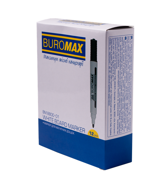 Маркер BuroMax BM.8800-01 сухостираемый черный - Фото 3 Маркер BuroMax BM.8800-01 сухостираемый черный - изображение 3