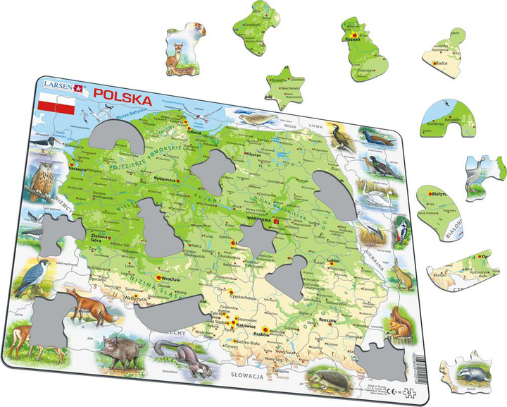Puzzle Larsen Maxi Polska Mapa fizyczna 61 elementów (7023852112212) - obraz 1