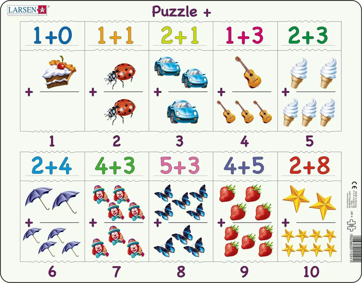 Puzzle Larsen Dodawanie od 1 do 10 20 elementów (7023852115411) - obraz 1