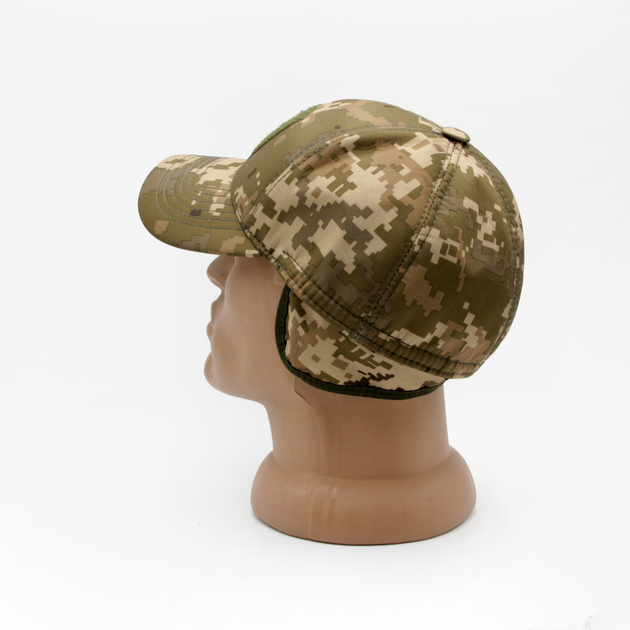 Зимняя тактическая кепка М пиксель под шеврон, бейсболка под шеврон с внутренними ушами на флисе - изображение 2