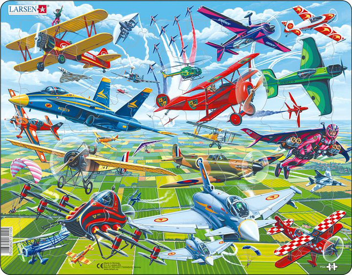 Пазл Larsen Відважні пілоти на дивовижних літаках 64 елемента (7023852131145) - зображення 1