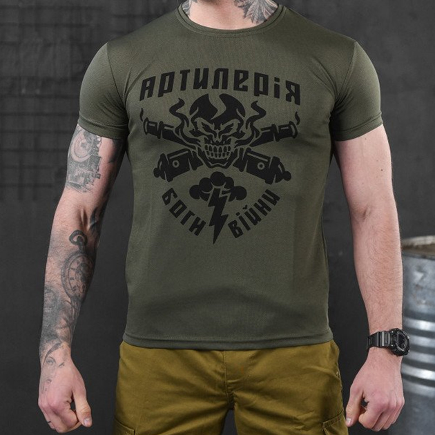 Потовідвідна чоловіча футболка Bayraktar Coolmax з принтом "Арта" олива розмір L - зображення 1