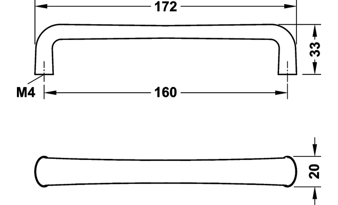 Меблева ручка скоба Hafele 172 х 33 мм/160 мм цамак матовий чорний (106.61.554) - зображення 2