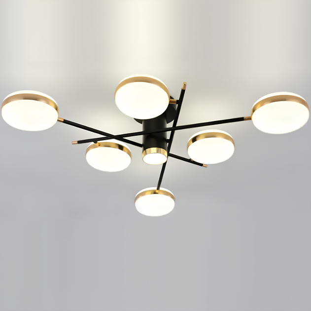 Светодиодная потолочная led люстра 118W черно-золотая с пультом 3000 ...