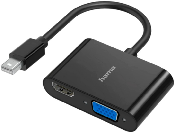 Adapter Hama 2w1 mini-DisplayPort - VGA + HDMI M/F Black (4047443437327) - obraz 1