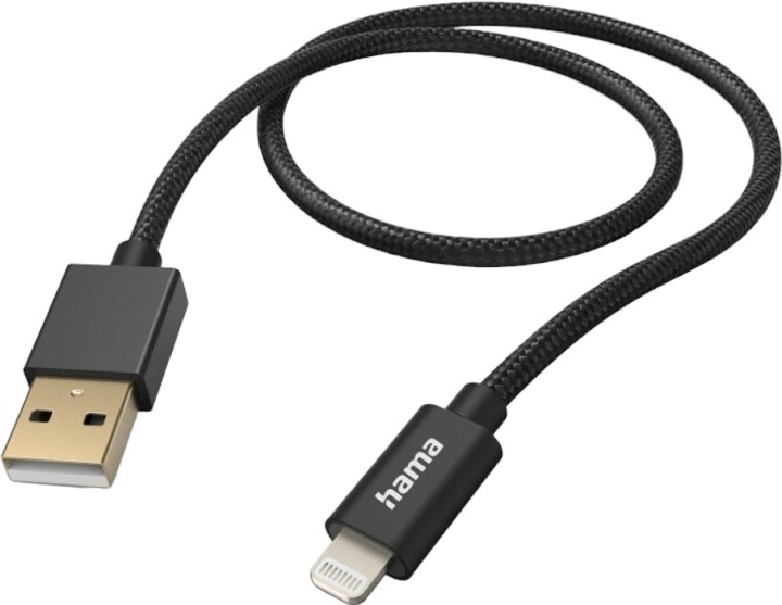 Кабель Hama Fabric USB Type-A - Lightning M/M 1.5 м Black (4047443486417) - зображення 1