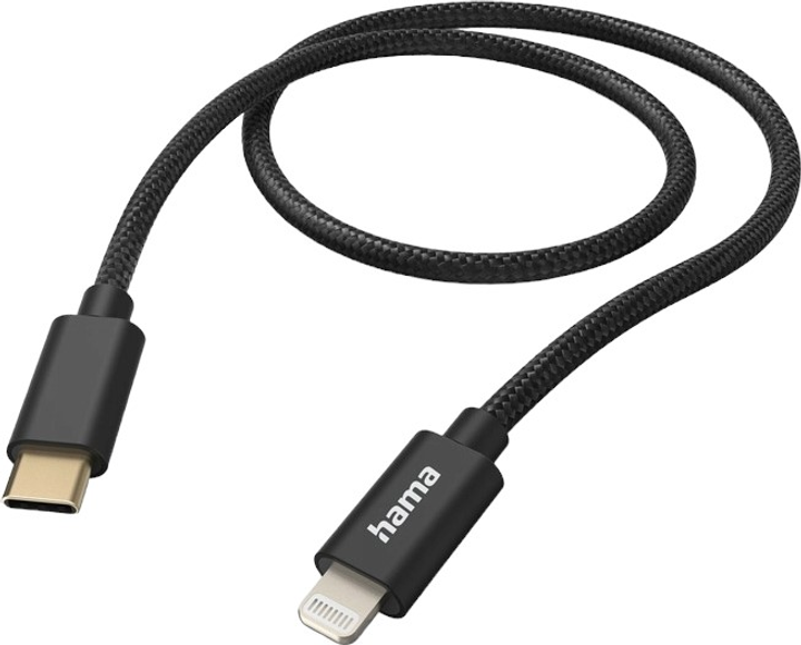 Kabel Hama Fabric USB Type-C - Lightning M/M 1.5 m Black (4047443486400) - obraz 1