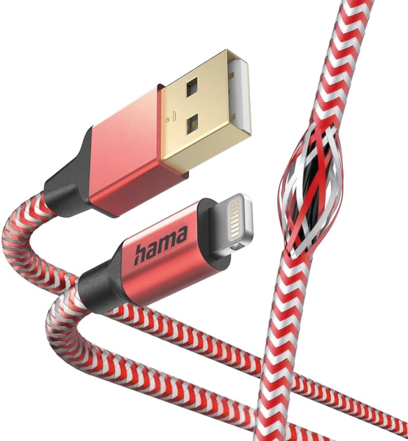 Kabel Hama Reflected USB Type-A - Lightning M/M 1.5 m Red (4047443486257) - obraz 1