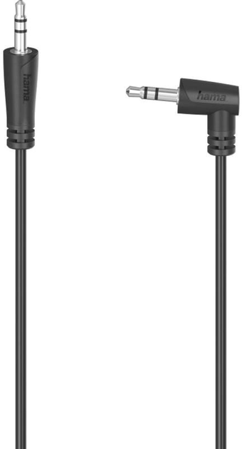 Kabel kątowy Hama mini-jack 3.5 mm - mini-jack 3.5 mm M/M 1.5 m Black (4047443445032) - obraz 1