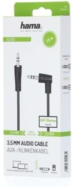 Kabel kątowy Hama mini-jack 3.5 mm - mini-jack 3.5 mm M/M 1.5 m Black (4047443445032) - obraz 2