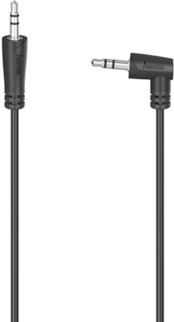 Kabel kątowy Hama mini-jack 3.5 mm - mini-jack 3.5 mm 90 degree M/M 0.5 m Black (4047443438676) - obraz 1