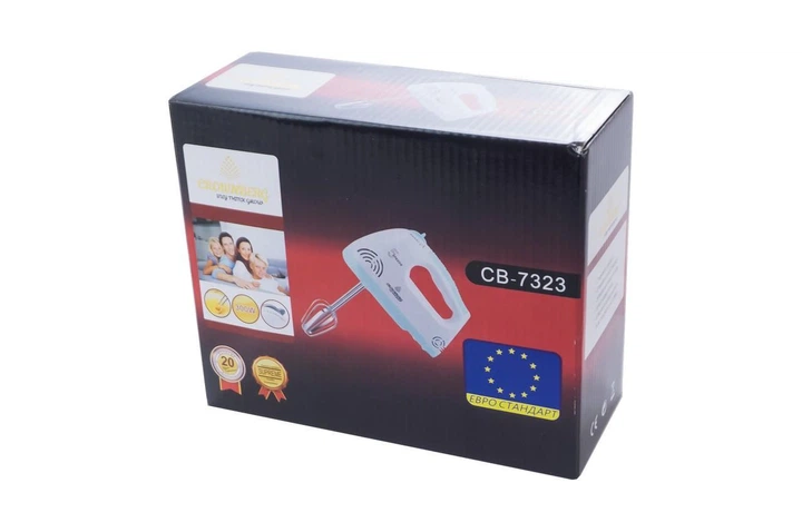 Миксер кухонный ручной Crownberg CB-7323 с 5 скоростными режимами и сменными насадками, 300 Вт. Белый - Фото 9 Миксер кухонный ручной Crownberg CB-7323 с 5 скоростными режимами и сменными насадками, 300 Вт. Белый - изображение 9