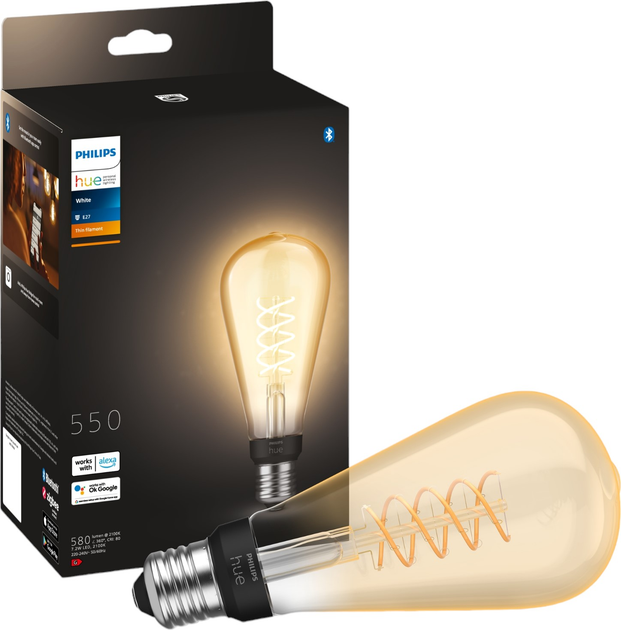 Żarówka LED Philips Hue A60 E27 7.2W White Filament (8719514342941) - obraz 1