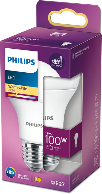 Żarówka LED Philips A60 E27 13W Warm White Matte (8718699769765) - obraz 1