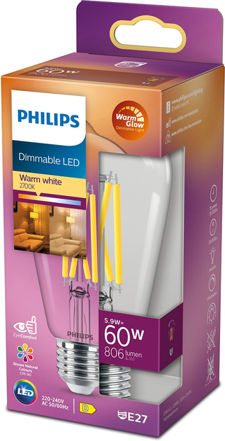 Żarówka LED Philips WarmGlowDim Classic ST64 E27 5.9W Warm White (8719514323919) - obraz 1