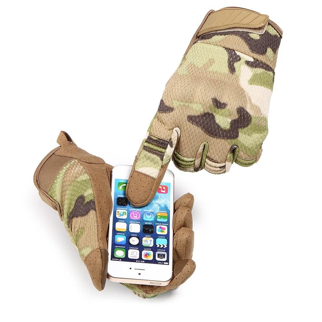 Перчатки сенсорные тактические полнопалые с защитой костяшек пальцев XL Мультикам - изображение 1