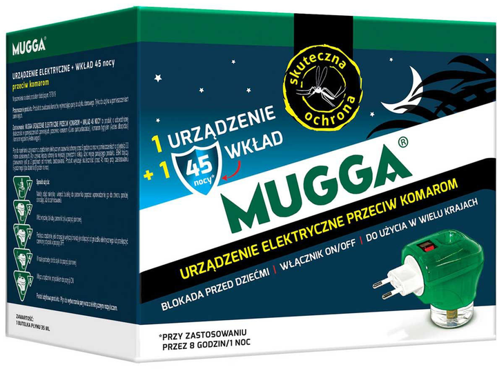Електрофумігатор від комах MUGGA 45 N з картриджем 35 мл (5903933031071) - зображення 1