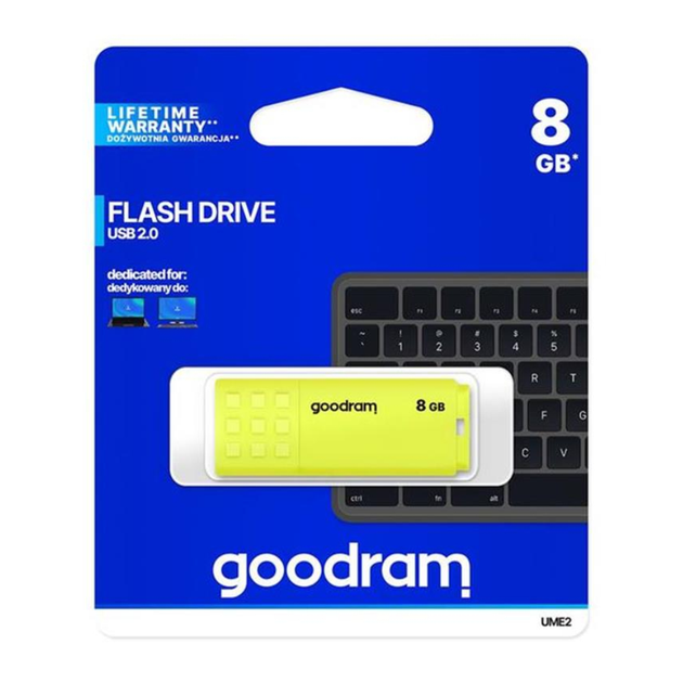 Флеш память USB Goodram 8ГБ UME2 Yellow USB 2.0 (UME2-0080Y0R11) - Фото 3 Флеш память USB Goodram 8ГБ UME2 Yellow USB 2.0 (UME2-0080Y0R11) - изображение 3