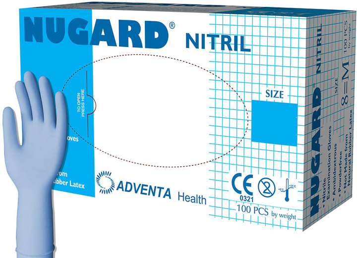 Медицинские перчатки Adventa Health Nugard Nitrile XS Синие 100 шт (9555076100433) - изображение 1