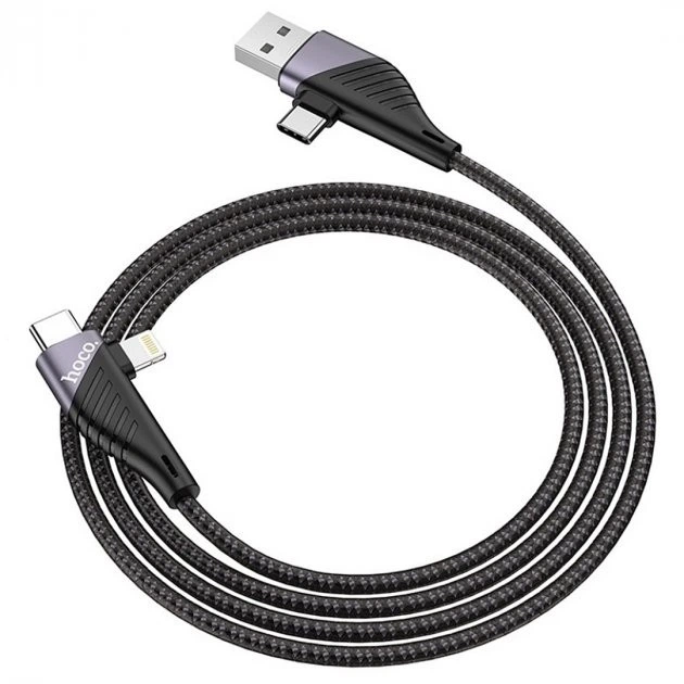 Кабель Hoco 4в1 USB/Type-C to Type-C/Lightning PD 1,2м U95 Black (U95_Multi) - Фото 2 Кабель Hoco 4в1 USB/Type-C to Type-C/Lightning PD 1,2м U95 Black (U95_Multi) - изображение 2