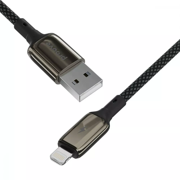 Кабель Proove Dense Metal Lightning 2.4A 1m Cable Black - Фото 3 Кабель Proove Dense Metal Lightning 2.4A 1m Cable Black - изображение 3