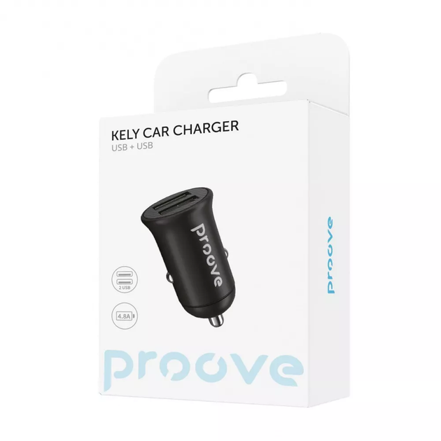 Автомобильное зарядное устройство Proove Kely Car Charger 2USB Black - Фото 4 Автомобильное зарядное устройство Proove Kely Car Charger 2USB Black - изображение 4