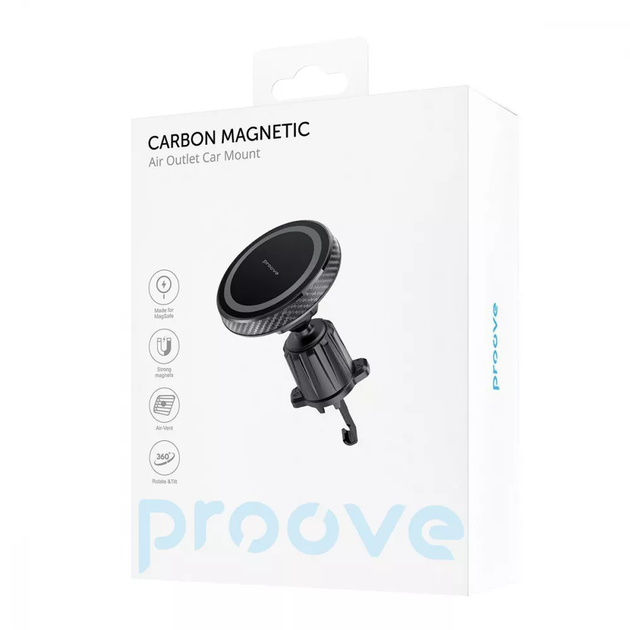 Автодержатель для телефона Proove Carbon Magnetic Air Outlet Car Mount Black - изображение 6