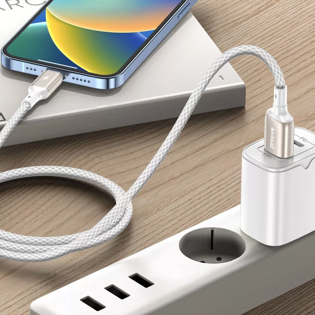 Кабель Proove Dense Metal USB to Type C 2.4A 1m White - изображение 4