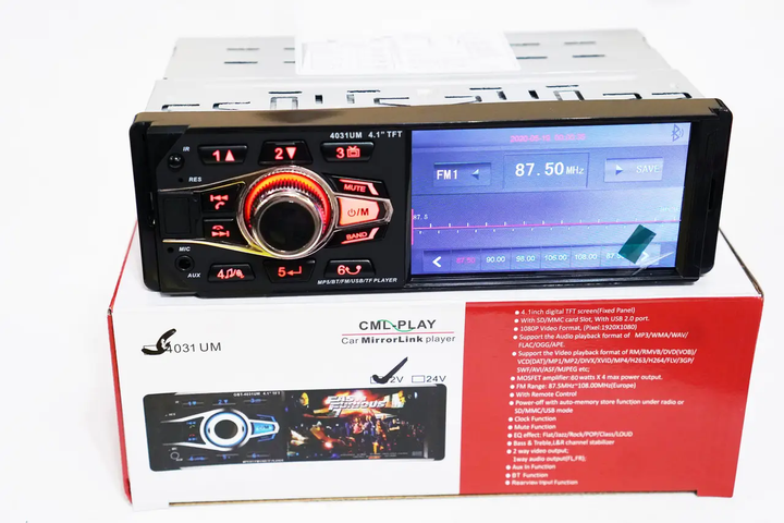 Автомагнитола 1din 4,1" USB Bluetooth RGB-підсвітка DIVX MP3 AV-in Сенсорний екран 4031 ISO - Фото 7 Автомагнитола 1din 4,1" USB Bluetooth RGB-підсвітка DIVX MP3 AV-in Сенсорний екран 4031 ISO - изображение 7